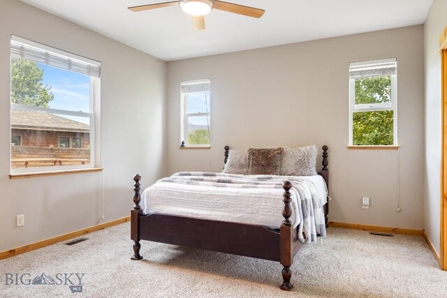 988 Meagher, Bozeman, MT 59718 - carpeted bedroom featuring multiple windows and a ceiling fan