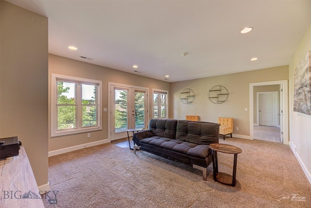960 Strawberry, Helena, MT 59601 - living room featuring carpet floors, recessed lighting, and french doors