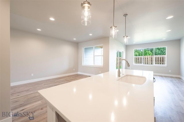 488 Meriwether Ave, Bozeman, MT 59718 - kitchen featuring light wood-style floors, plenty of natural light, recessed lighting, and open floor plan