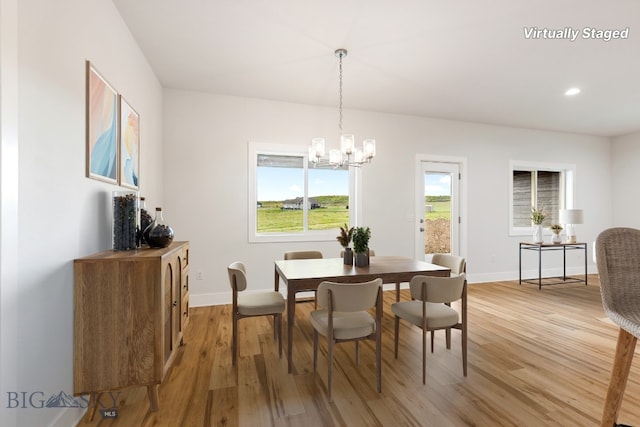 20 Hollow Top Trl, Three Forks, MT 59752 - dining space with light wood finished floors, a chandelier, and recessed lighting