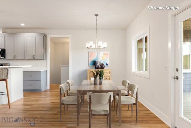 20 Hollow Top Trl, Three Forks, MT 59752 - dining area featuring a chandelier, light wood-style floors, and recessed lighting