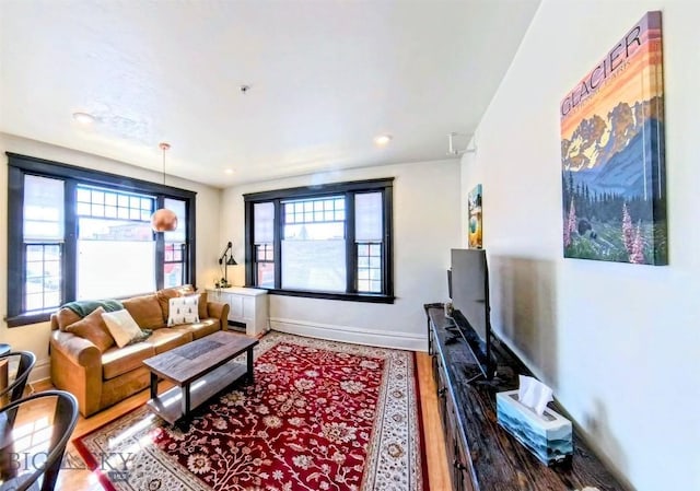 101 W Quartz Unit 1A, Butte, MT 59701 - living area featuring wood finished floors and recessed lighting