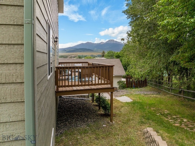 1203 Wineglass Ct Unit B, Livingston, MT 59047 - fenced backyard featuring a deck with mountain view