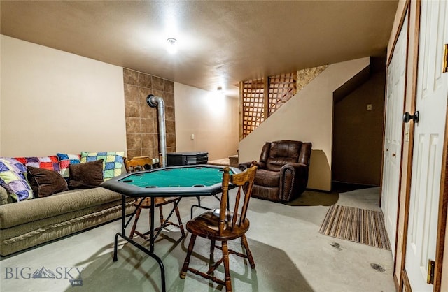 14 Peters Ln, Gardiner, MT 59030 - rec room featuring a wood stove