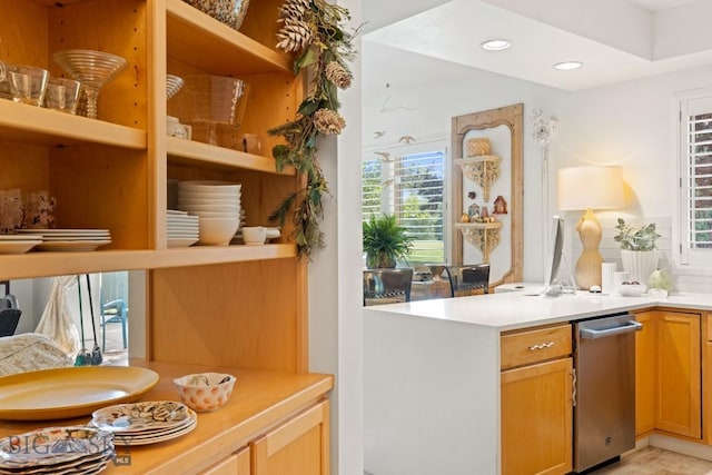 1037 Boylan Rd Unit 1, Bozeman, MT 59715 - kitchen featuring open shelves, healthy amount of natural light, light countertops, and recessed lighting