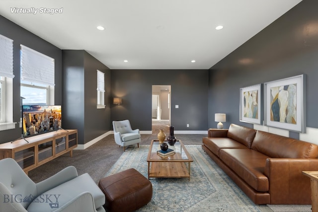 1606 Wyatt Earp Ct, Belgrade, MT 59714 - carpeted living room featuring recessed lighting