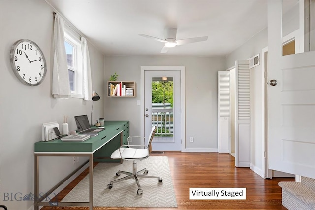 209 N 3rd Ave, Bozeman, MT 59715 - home office with wood finished floors and ceiling fan