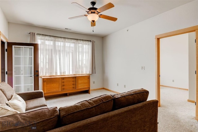 2221 Willow Unit 201-B, Livingston, MT 59047 - living room featuring light carpet and ceiling fan