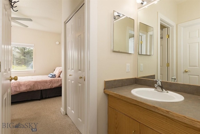120 Firelight Dr Unit C10, Big Sky, MT 59716 - bathroom with vanity, a ceiling fan, and connected bathroom