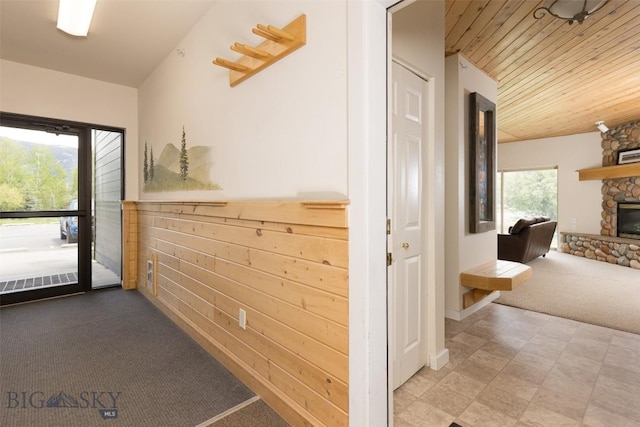 120 Firelight Dr Unit C10, Big Sky, MT 59716 - hallway with light carpet and wooden ceiling