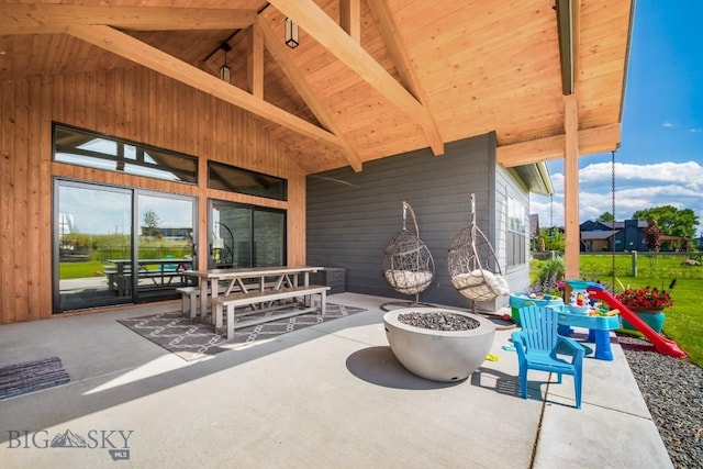 16 Tight Loop Dr, Bozeman, MT 59718 - view of patio / terrace featuring a fire pit