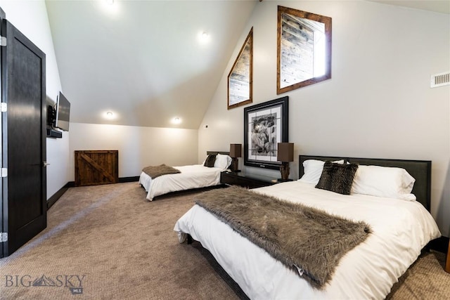 155 Peacemaker Ridge Rd, Belt, MT 59412 - bedroom with carpet floors and lofted ceiling