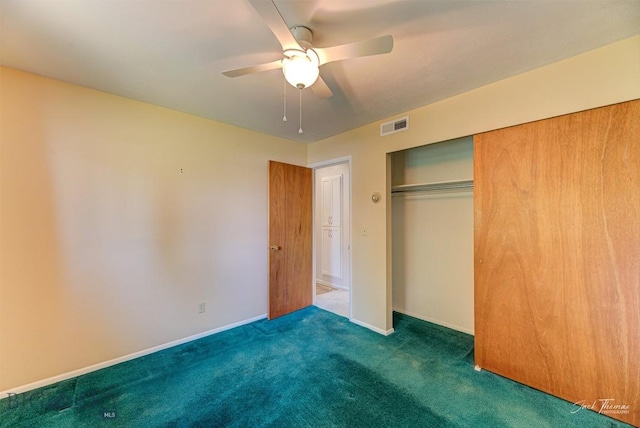 425 Russell, Helena, MT 59602 - unfurnished bedroom featuring a closet, carpet floors, and ceiling fan