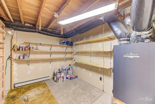 425 Russell, Helena, MT 59602 - unfinished basement featuring a baseboard heating unit and carpet floors