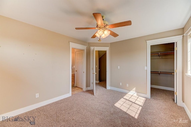 9 Sand Piper, Helena, MT 59602 - unfurnished bedroom featuring light colored carpet, a ceiling fan, a spacious closet, and a closet