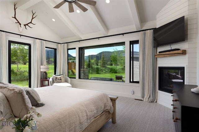 75 Vera Ct, Bozeman, MT 59718 - bedroom featuring carpet, a large fireplace, and recessed lighting
