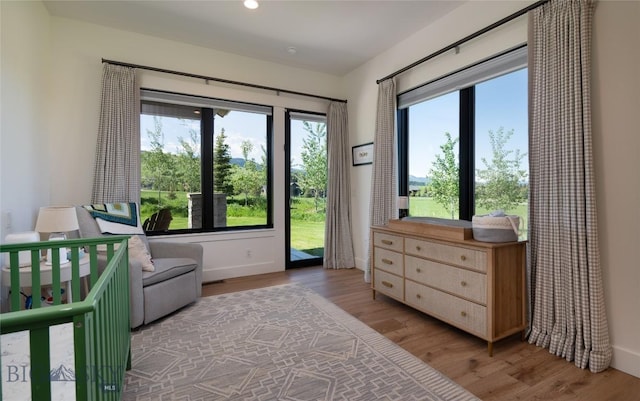 75 Vera Ct, Bozeman, MT 59718 - bedroom with wood finished floors, multiple windows, access to outside, and recessed lighting