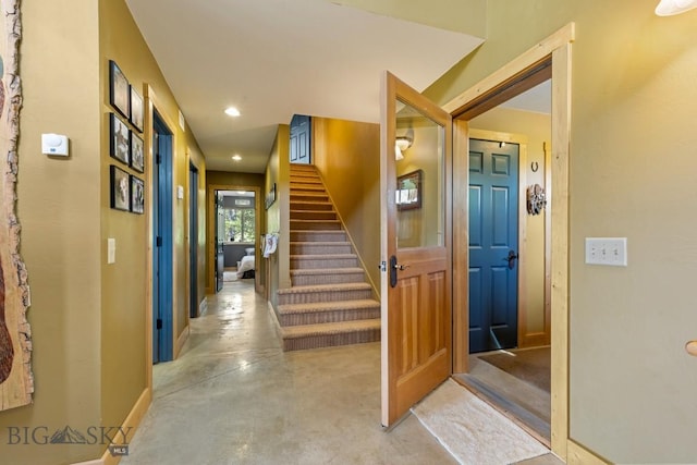 13 Blue Wing Rd, Ennis, MT 59729 - staircase with finished concrete floors and recessed lighting