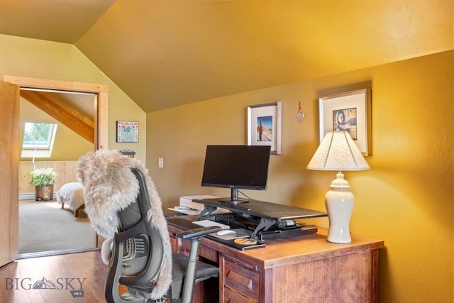 13 Blue Wing Rd, Ennis, MT 59729 - office area featuring wood finished floors and vaulted ceiling