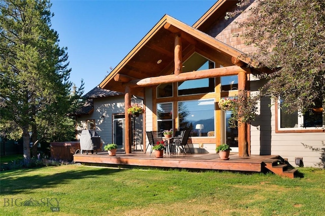 3140 Two Moons Rd, Big Sky, MT 59716 - rear view of property featuring a deck and a yard