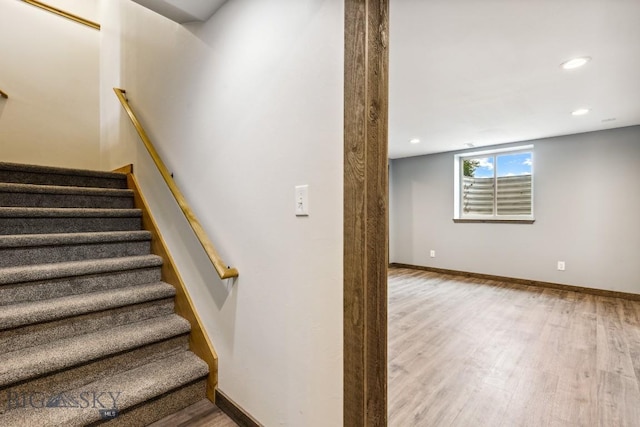 418 May Ln, Belgrade, MT 59714 - staircase with wood finished floors and recessed lighting