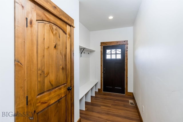 702 Pleiades, Livingston, MT 59047 - mudroom featuring dark wood-style floors and baseboards
