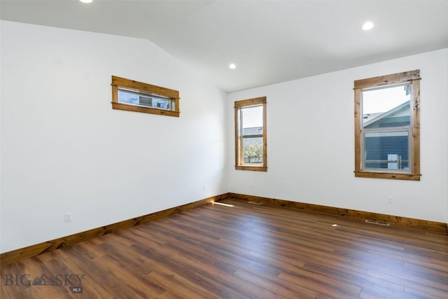 702 Pleiades, Livingston, MT 59047 - unfurnished room with lofted ceiling, wood finished floors, and recessed lighting