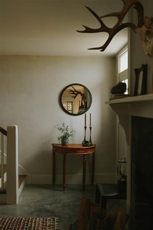 802 Deadmans Canyon Rd, Reed Point, MT 59069 - staircase with concrete flooring