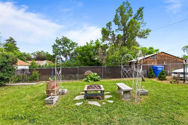 523 N I St, Livingston, MT 59047 - fenced backyard with an outdoor fire pit
