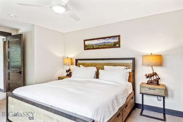 146 Outlook Trl, Big Sky, MT 59716 - bedroom featuring light carpet and a ceiling fan