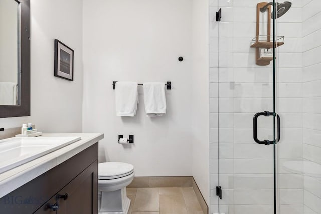 146 Outlook Trl, Big Sky, MT 59716 - full bath featuring vanity, a stall shower, and tile patterned flooring