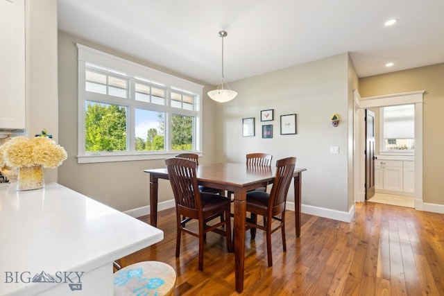 33 Oasis Trl, Bozeman, MT 59718 - dining space featuring hardwood / wood-style flooring and recessed lighting