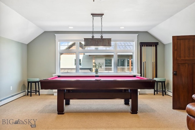 33 Oasis Trl, Bozeman, MT 59718 - playroom with vaulted ceiling, carpet flooring, healthy amount of natural light, and pool table
