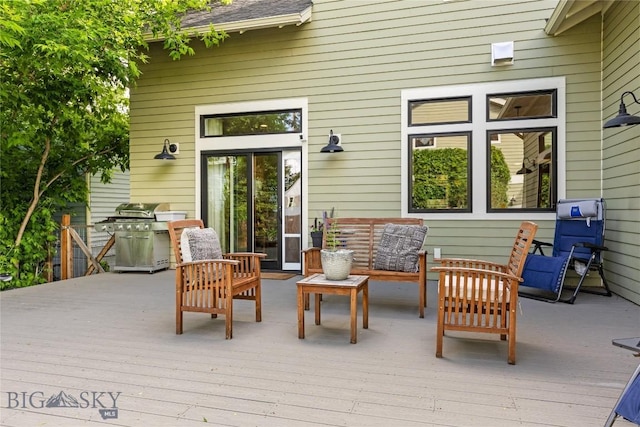 425 S Yellowstone St, Livingston, MT 59047 - wooden deck featuring outdoor lounge area and area for grilling