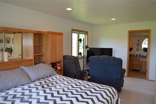 5 Ginger Quill Ct, Mcallister, MT 59740 - bedroom featuring recessed lighting, light carpet, and connected bathroom