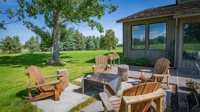 3640 Jagar Ln, Bozeman, MT 59718 - view of patio featuring a fire pit