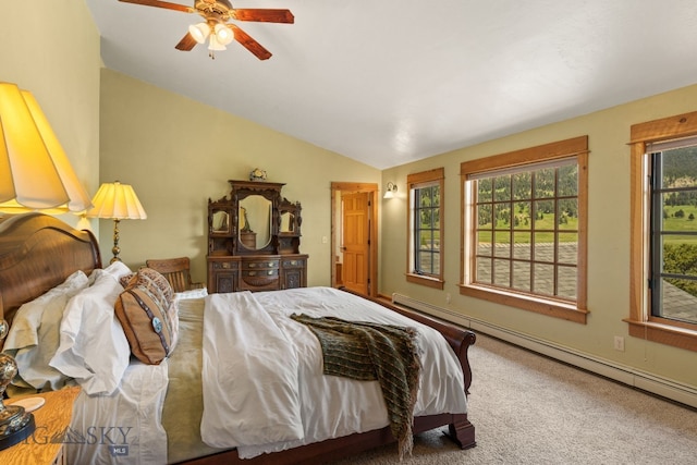 250 Silver Run Rd, Gallatin Gateway, MT 59730 - carpeted bedroom with a baseboard heating unit and lofted ceiling