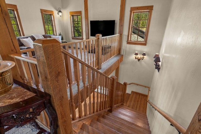 250 Silver Run Rd, Gallatin Gateway, MT 59730 - stairway with wood finished floors