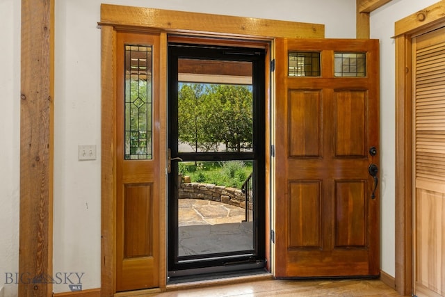 250 Silver Run Rd, Gallatin Gateway, MT 59730 - entryway featuring light wood-style floors