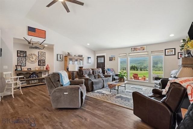 444 Highpark, Anaconda, MT 59711 - living area with vaulted ceiling, wood finished floors, ceiling fan, and recessed lighting