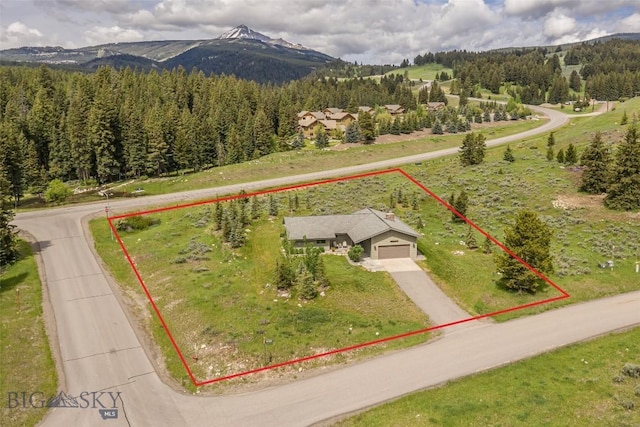 17 Chief Joseph Trl, Big Sky, MT 59716 - aerial view of property and surrounding area featuring property parcel outlined