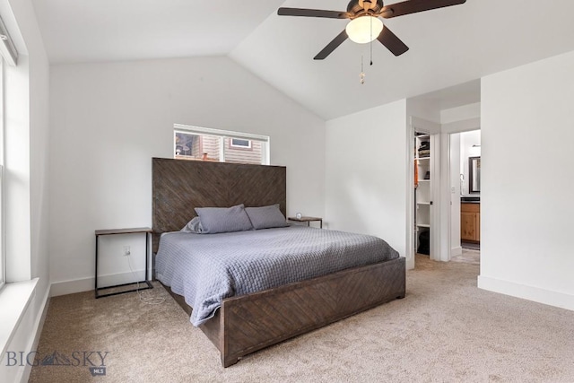 38 Red Rock, Bozeman, MT 59718 - bedroom featuring lofted ceiling, carpet floors, a spacious closet, and a ceiling fan