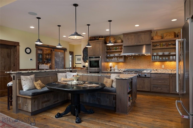 1400 Cottontail Rd, Gallatin Gateway, MT 59730 - living area with dark wood-type flooring and recessed lighting