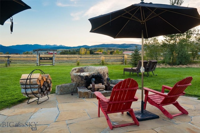 1400 Cottontail Rd, Gallatin Gateway, MT 59730 - view of patio / terrace featuring a mountain view and a view of rural / pastoral area