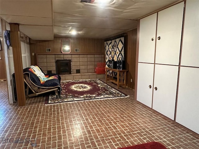 1914 Haggin, Anaconda, MT 59711 - sitting room with wooden walls and a tile fireplace