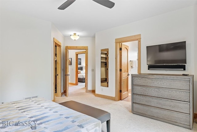 99 Pheasant Tail Ln Unit 1, Big Sky, MT 59716 - bedroom featuring carpet flooring, ensuite bathroom, and ceiling fan