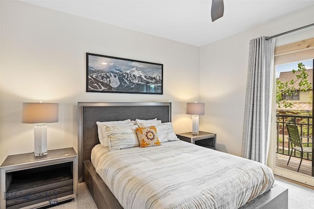 99 Pheasant Tail Ln Unit 1, Big Sky, MT 59716 - carpeted bedroom featuring access to exterior, multiple windows, and ceiling fan