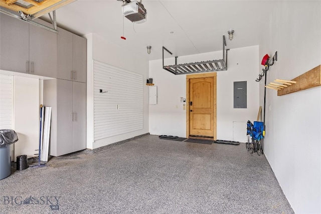 99 Pheasant Tail Ln Unit 1, Big Sky, MT 59716 - garage featuring electric panel and a garage door opener