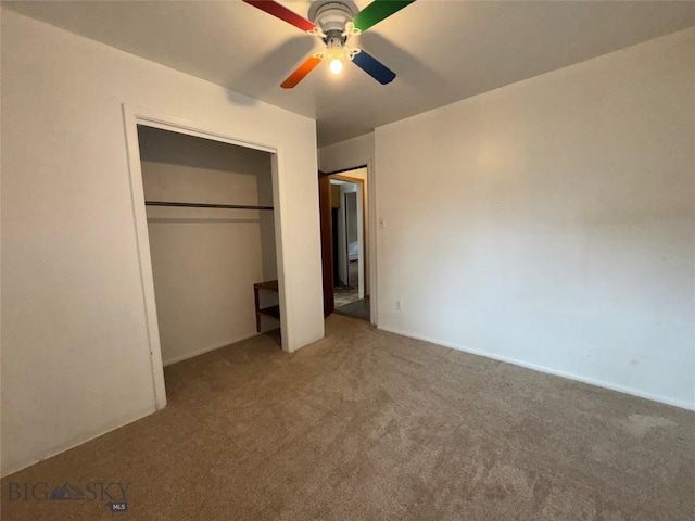 1001 Utah Ave, Butte, MT 59701 - unfurnished bedroom featuring carpet, a closet, and ceiling fan