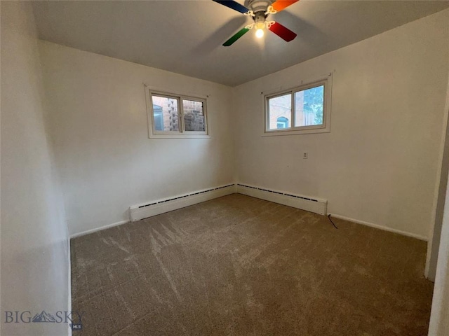 1001 Utah Ave, Butte, MT 59701 - carpeted spare room featuring a ceiling fan and baseboard heating